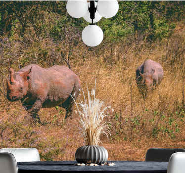 Gergedanı geçmek afrika duvar kağıdı - TenStickers