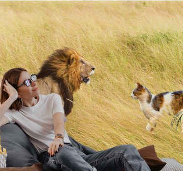 Aslan vs yaban kedisi konsepti afrika duvar kağıdı - TenStickers