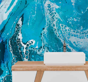 Ligh blue liquid marble effect Bathroom Murals - TenStickers