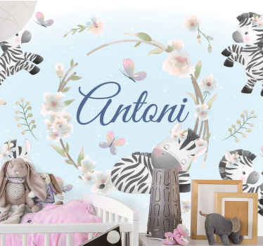 Animale drăguțe zebră cu fototapetpentru copii - TenStickers