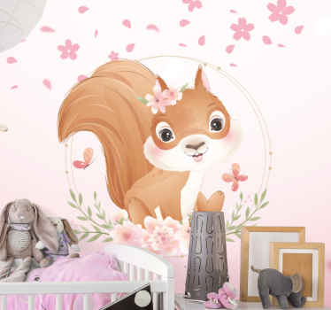 Baby squirrel portrait nursery mural - TenStickers