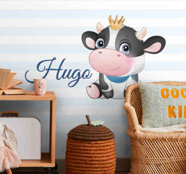 Cute cow for boy with name Nursery Mural - TenStickers