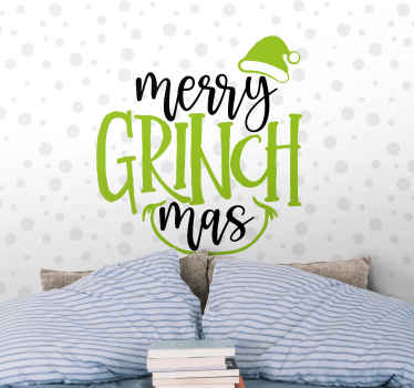 Festive Grinch Greeting christmas wall mural - TenStickers