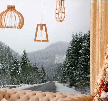 Mural de montañas paisaje de montañas heladas - TenVinilo