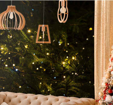 裸树与黄色串灯壁画 - TenStickers