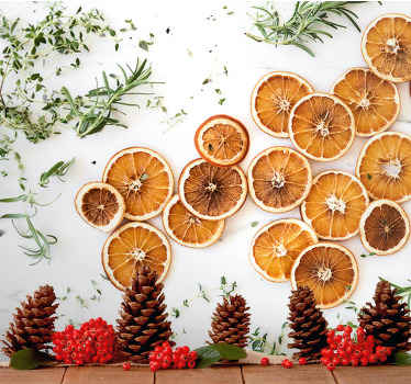 Tørret citrus elegance fototapet blomster - TenStickers