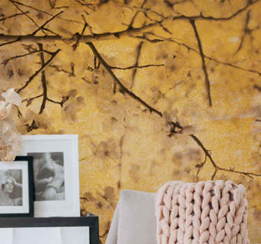 Cherry blossom in yellow wall mural - TenStickers