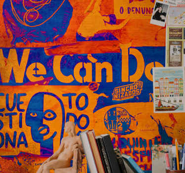 橙色和蓝色我们可以做到海报墙壁画 - TenStickers