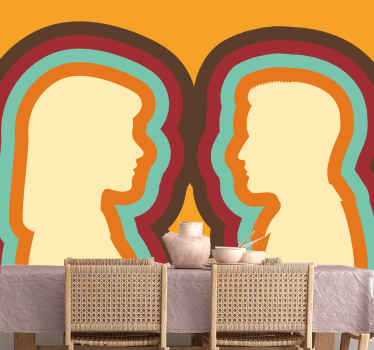 Tapisserie amour silhouettes de couple - TenStickers