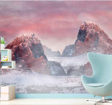 Papier peint salon Brouillard couvrant les forêts de montagne - TenStickers