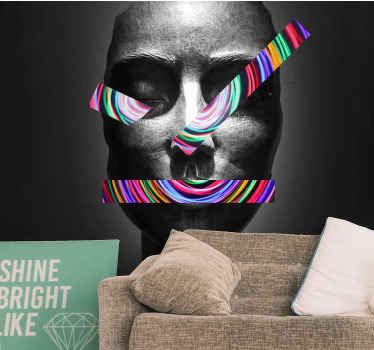 Formas 3d coloridas em fotomural vinílico de parede de ondas de v - TenStickers