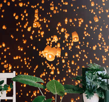 Floating lanterns festival entrance wall mural - TenStickers
