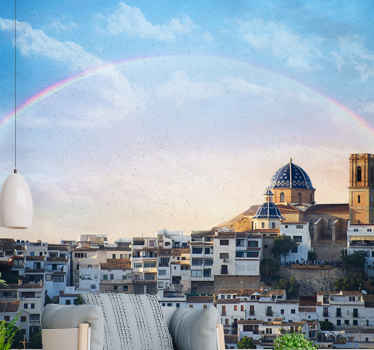 Komplet regnbue bue i nat fototapet - TenStickers