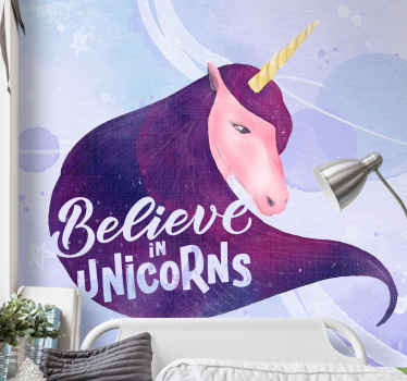 Unicorn head with a text  fantasy wall mural - TenStickers