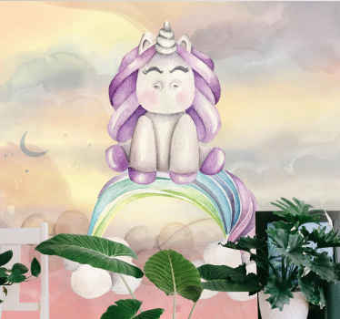 Fotomural fantasía Unicornio bebé colorido - TenVinilo