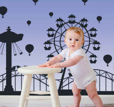 Mavi ve beyaz eğlence parkı çocuk duvar resimleri - TenStickers