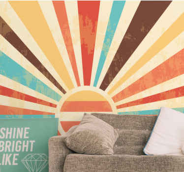 Colorful retro sun rays vintage wall mural - TenStickers