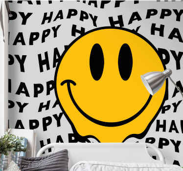 Big smiley happy face vintage wall mural - TenStickers