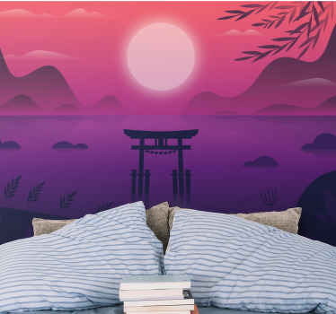 Japanese purple vintage wall mural - TenStickers