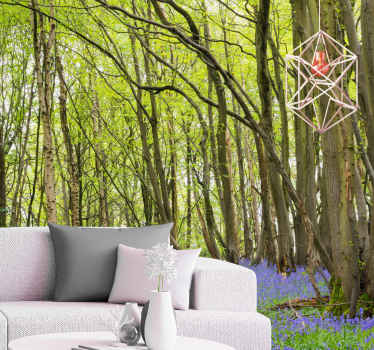 Fototapet blåklocka blommor i skogen natur - Tenstickers