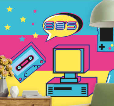 80's videogames systems vintage wall mural - TenStickers