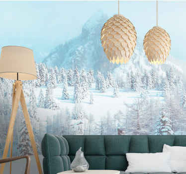 Winter aesthetic Mountain wall mural - TenStickers