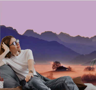 Fototapete Berge Nebellandschaft ästhetische Farben - TenStickers