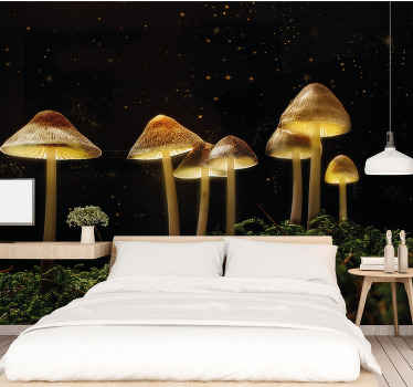 Fototapet vilda svampar lyser natur - Tenstickers