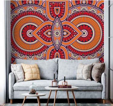 Red and orange Mandala Wall Mural - TenStickers