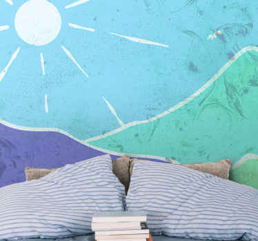 Fotomural abstracto Montañas de colores y sol - TenVinilo