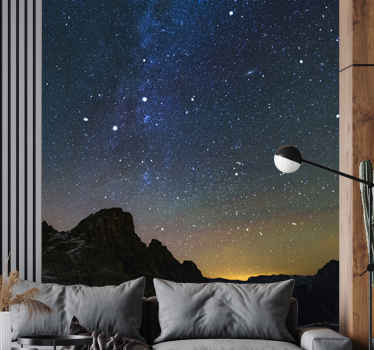 Fotomural naturaleza Vista a las estrellas y la montaña - TenVinilo