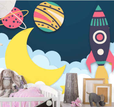 Colourful paper style galaxy Nursery Mural - TenStickers