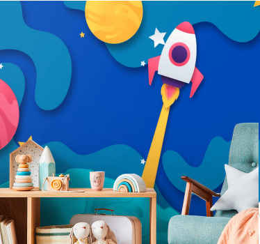 Galaxy with planets paper Kids wall Murals - TenStickers