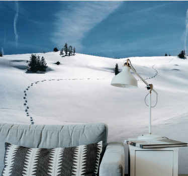 Fototapeta zasněžená hora se kroky - TenStickers