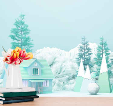 Mural de naturaleza escena de paisaje invernal - TenVinilo