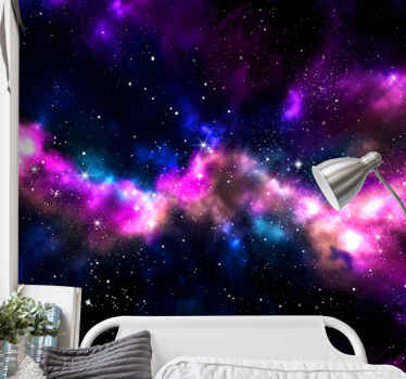 Pink and Blue Universe space wall mural - TenStickers