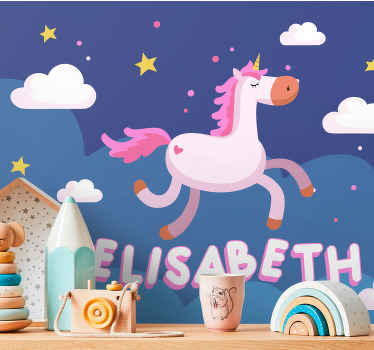 Fototapet personalizat unicorn păr roz - TenStickers