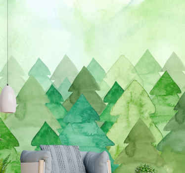 Akvarell träd i en vintage stil fototapeta - Tenstickers