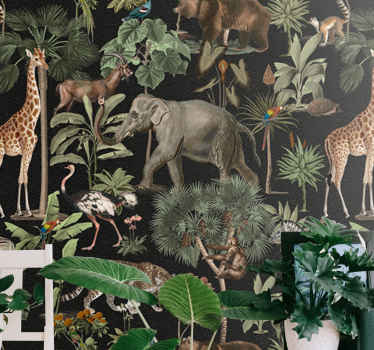 Tropical painting with animals and plants mural - TenStickers