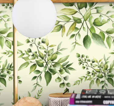 Mural de pared flores patrón de vegetación elegante - TenVinilo