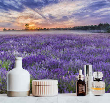 Τοιχογραφία τοίχου της φύσης με χρώματα πεδίων λεβάντας - TenStickers