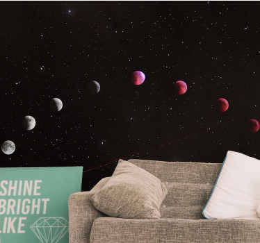 Moon phases with galaxy Teenage Wall Murals - TenStickers