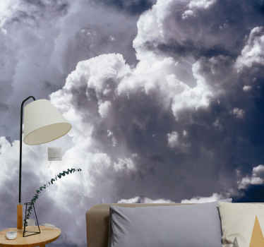 Retro style cloud sky Wall Mural - TenStickers