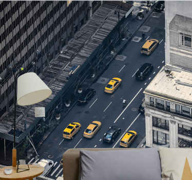 Busy Yellow Cabs new york wall mural - TenStickers