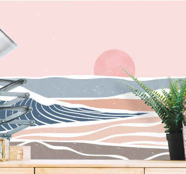 곡선 다채로운 추상적인 디자인 벽 벽화 - TenStickers