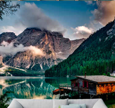 Göl manzarası "yazlık" tarzı duvar kağıdı - TenStickers