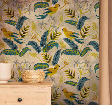 Mural de parede animais padrão de pássaro tropical - TenStickers