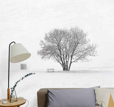 Scandinavian style Winter forest tree mural - TenStickers