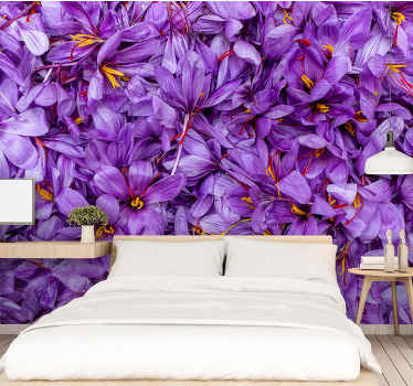 Fotomural flores Jardín de magnífico azafrán púrpura - TenVinilo