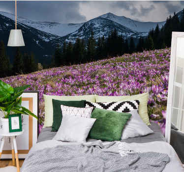 Prekrasna livada od cvijeta krokusa na zidu - TenStickers